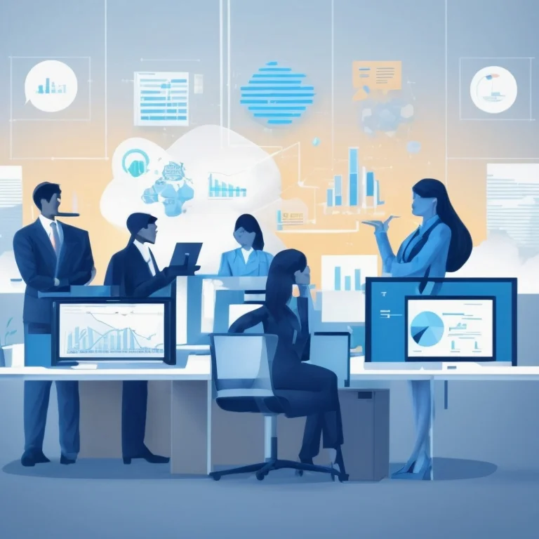 チームがビジネスソフトウェア設計を議論している様子